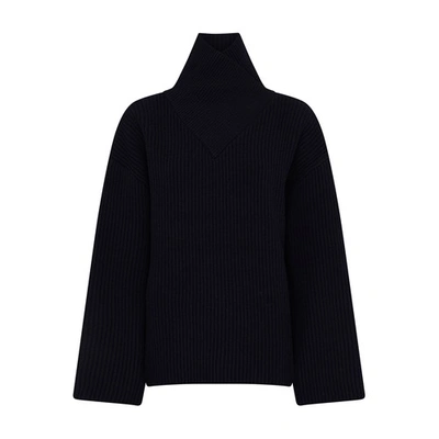 Shop Totême Knit Turtleneck Sweater In Navy