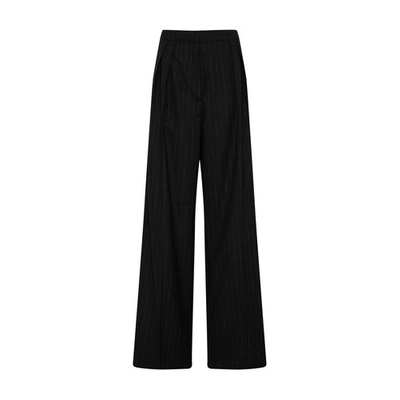 Shop Rohe Striped Wide-leg Pants In Black_grey_stripe