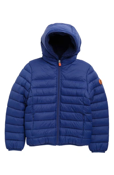 Save The Duck Kids' Wind & Water Resistant Fleece Lined Puffer Jacket In Eclipse Blue