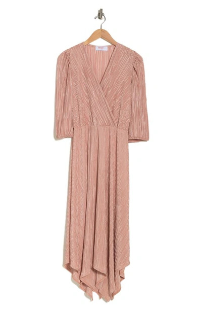 Shop Renee C Plissé Handkerchief Dress In Rose