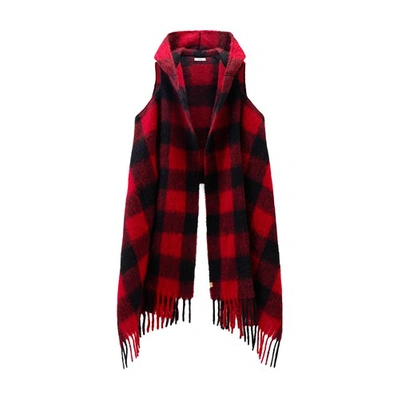 Shop Woolrich Cape Scarf With Buffalo Check Pattern In Red_buffalo