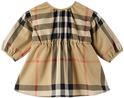 Shop Burberry Baby Beige Check Dress In Archive Beige Ip Chk