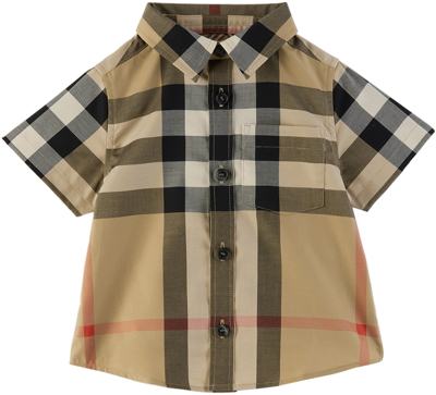Shop Burberry Baby Beige Check Shirt In Archive Beige Ip Chk