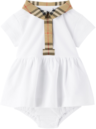 Shop Burberry Baby White Check Dress & Bloomers Set