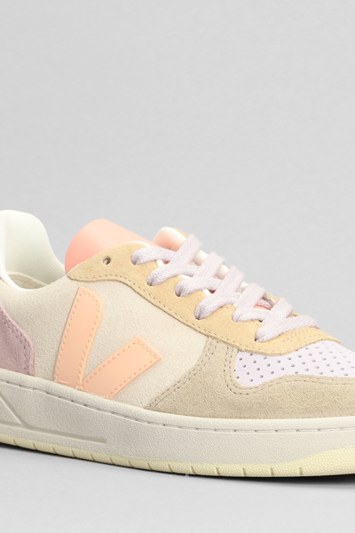 Shop Veja V-10 Sneakers In Beige Suede