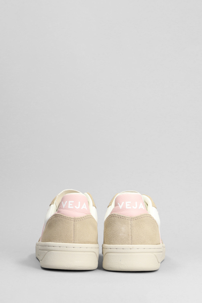 Shop Veja V-10 Sneakers In White Suede And Leather