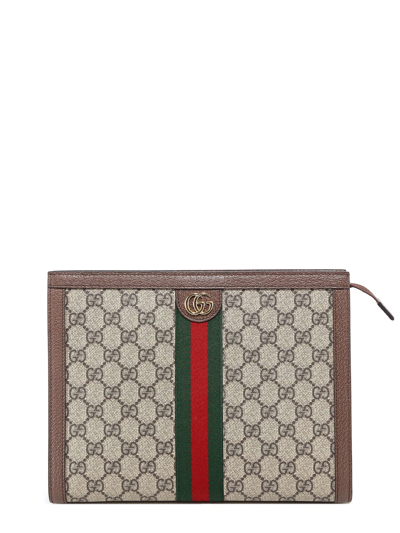 Shop Gucci Ophidia Clutch In Beige