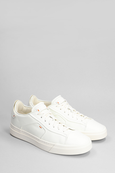 Shop Santoni Sneakers In White Leather