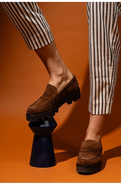 Patricia Green Vince Lug Sole Penny Loafer In Chocolate