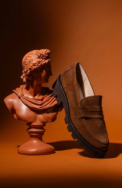 Patricia Green Vince Lug Sole Penny Loafer In Chocolate