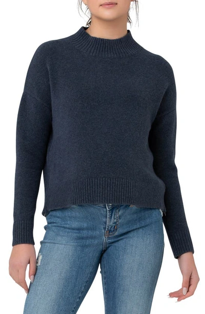 Ripe Maternity Jade Crop Nursing Knit Sweater Denim Marle In Denim Marl