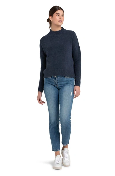 Ripe Maternity Jade Crop Nursing Knit Sweater Denim Marle In Denim Marl