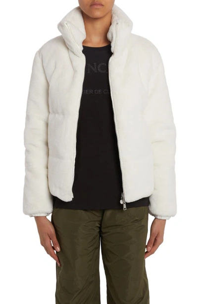 Shop Moncler Pluvier Fleece Puffer Jacket In White