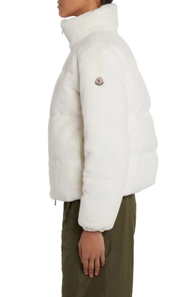Shop Moncler Pluvier Fleece Puffer Jacket In White