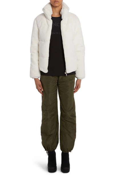 Shop Moncler Pluvier Fleece Puffer Jacket In White