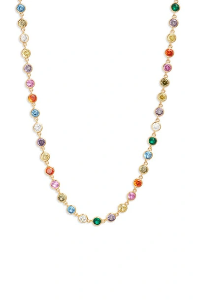 Shop Roxanne Assoulin Rainbow Cubic Zirconia Necklace In Gold Multi