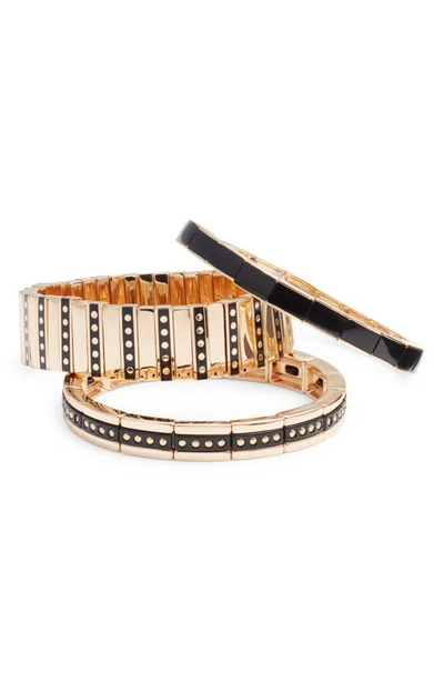 Shop Roxanne Assoulin Personal Best Set Of 3 Bracelets In Gold/ Black