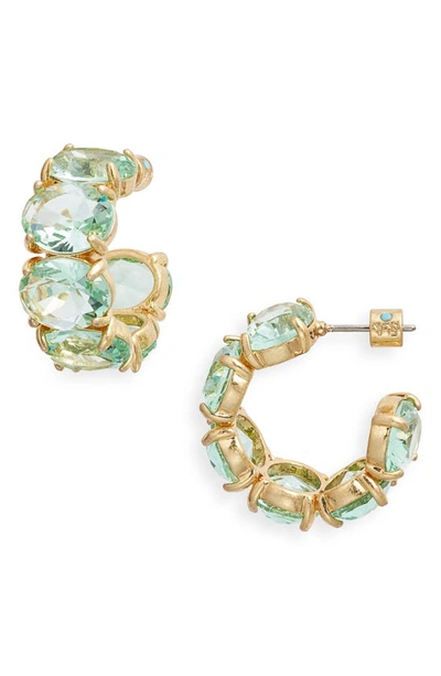 Shop Roxanne Assoulin The Royals Crystal Hoop Earrings In Mint