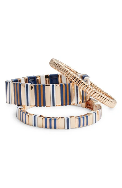 Shop Roxanne Assoulin Buttoned-up Set Of 3 Bracelets In Gold Multi