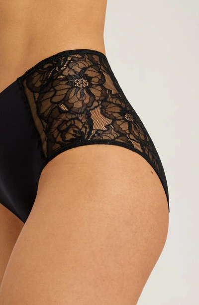 Shop Hanro Selma Lace Trim High Waist Briefs In Black