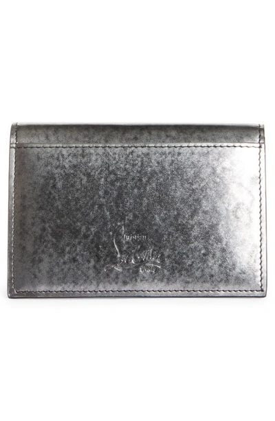 Shop Christian Louboutin Happy Rui Sifnos Brushed Leather Card Case In Silverlack/ Gun Metal