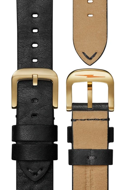 Shop Shinola The Mechanic Leather Strap Watch, 39mm In Black