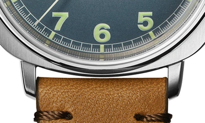 Shinola Men's The Mechanic Leather-strap Watch, 39mm In Blue