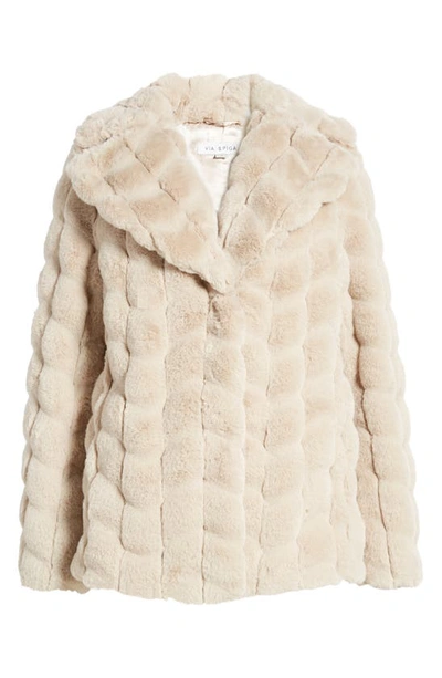Shop Via Spiga Grooved Herringbone Faux Fur Jacket In Beige