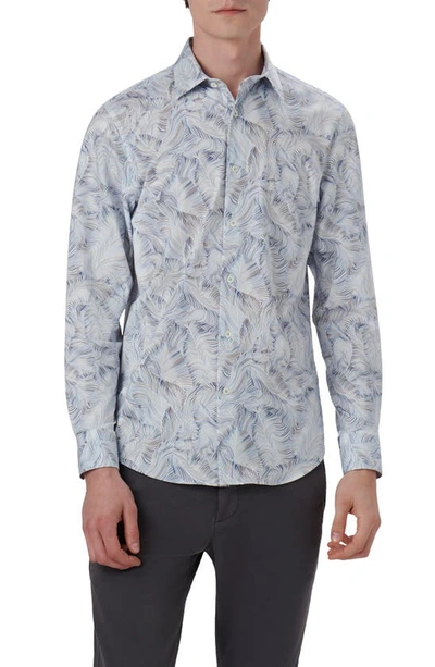 Shop Bugatchi Ooohcotton® Leaf Print Button-up Shirt In Chalk