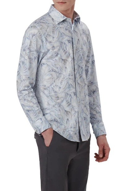 Shop Bugatchi Ooohcotton® Leaf Print Button-up Shirt In Chalk