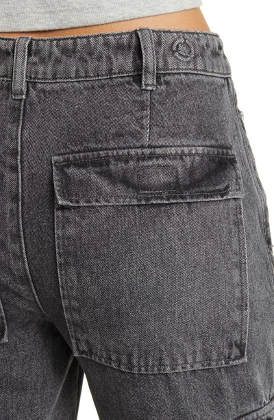 Shop Ptcl High Waist Wide Leg Cargo Jeans In Black Wash