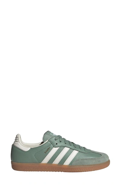 Shop Adidas Originals Samba Sneaker In Silver Green/chalk/gum 3