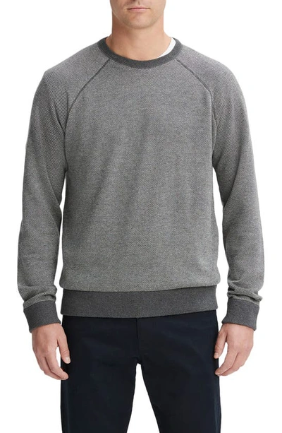 Shop Vince Birdseye Jacquard Wool, Cotton & Cashmere Sweater In Med H Grey/ Deco Crea