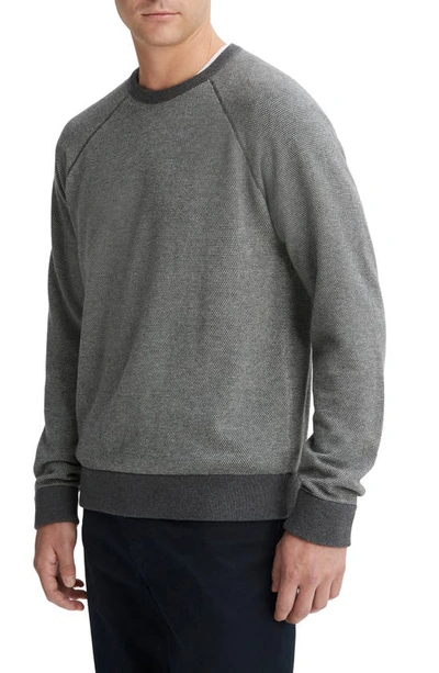 Shop Vince Birdseye Jacquard Wool, Cotton & Cashmere Sweater In Med H Grey/ Deco Crea