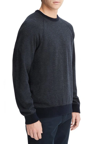 Shop Vince Birdseye Jacquard Wool, Cotton & Cashmere Sweater In Coastal/ Med H Grey