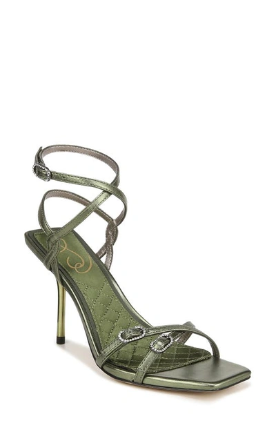 Shop Sam Edelman Trevin Ankle Strap Sandal In Metallic Olive