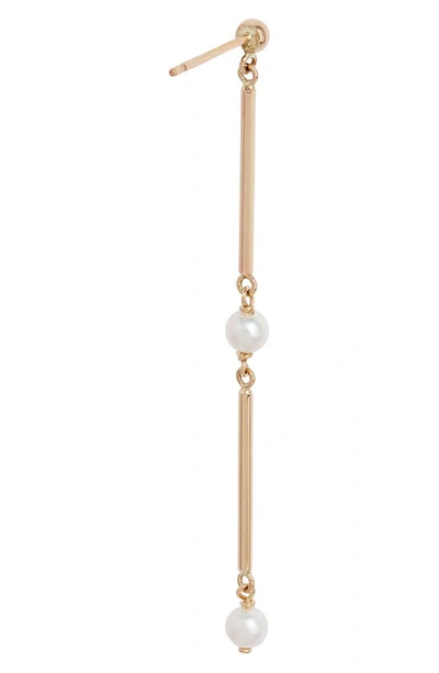 Shop Poppy Finch Cultured Pearl Linear Drop Earrings In 14k Yellow Gold