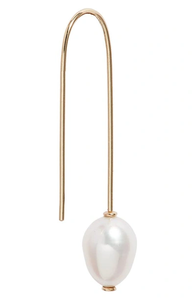 Shop Poppy Finch Cultured Pearl Threader Earrings In 14k Yellow Gold