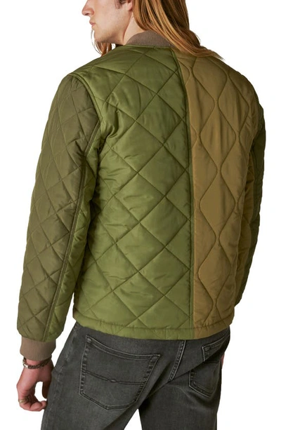 Shop Lucky Brand Patchwork Quilted Bomber Jacket In Olive Multi