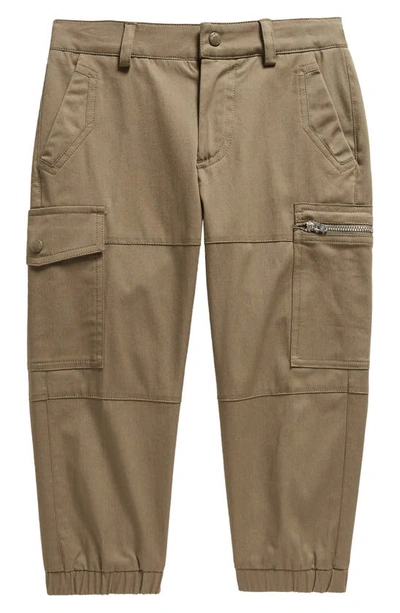 Shop Moncler Kids' Cotton Cargo Pants In Olive Green