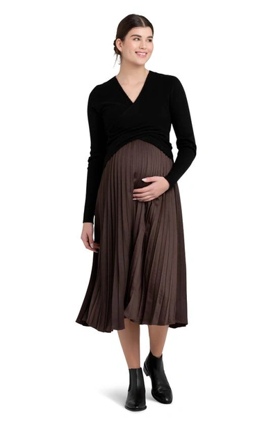 Ripe Maternity Willa Nursing Crop Sweater In Black