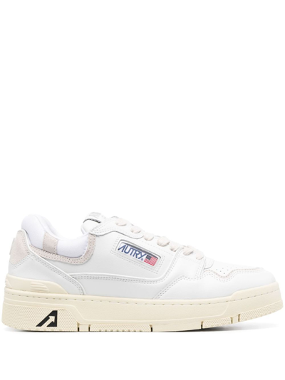 Shop Autry White Clc Leather Sneakers