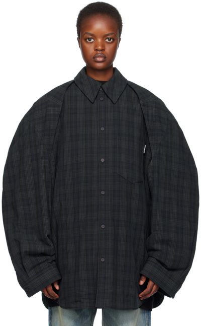 Shop Balenciaga Gray Detachable Sleeves Shirt In 2952 Grey/khaki Over