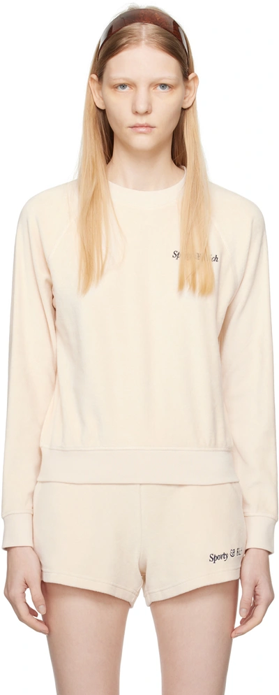 Shop Sporty And Rich Off-white Raglan Sweater In Cream/navy