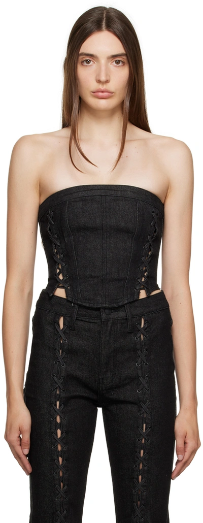Ksubi Black Laced Denim Corset In Black