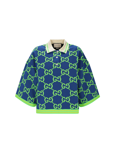 Shop Gucci Polo Shirt In Blu/green