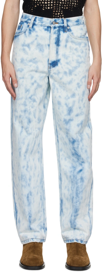 Shop Dries Van Noten Off-white & Blue Tie-dye Jeans In 514 Light Blue