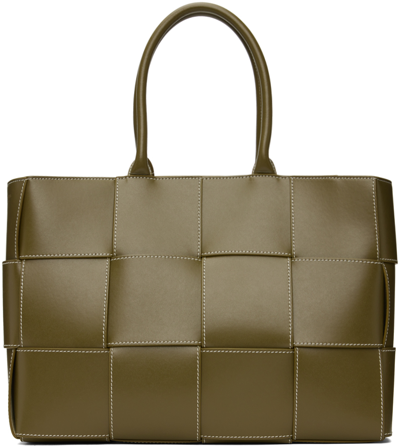 Shop Bottega Veneta Green Medium Arco Tote In Mud