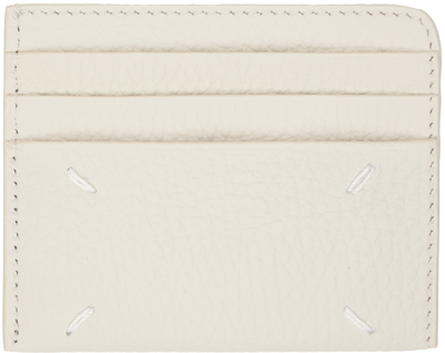 Shop Maison Margiela Off-white Grained Card Holder In H9677 Greige