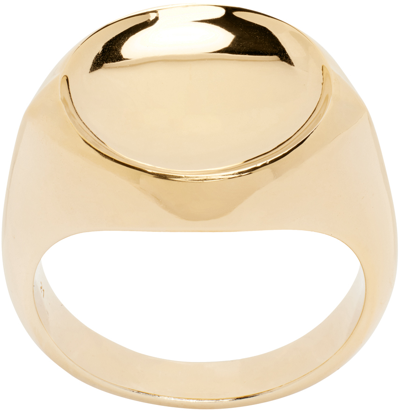 Shop Bottega Veneta Gold Signet Ring In 8120-yellow Gold